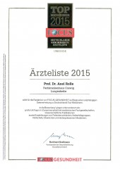 Auszeichnung FOCUS-Gesundheit Ärzteliste 2015